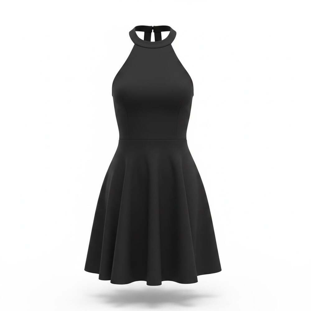 Speechless Black Halter Neck Bow Back Skater Dress Size XS